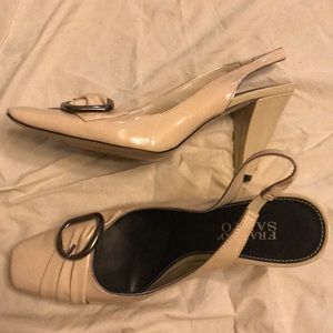 Decorative  leather belted front heel